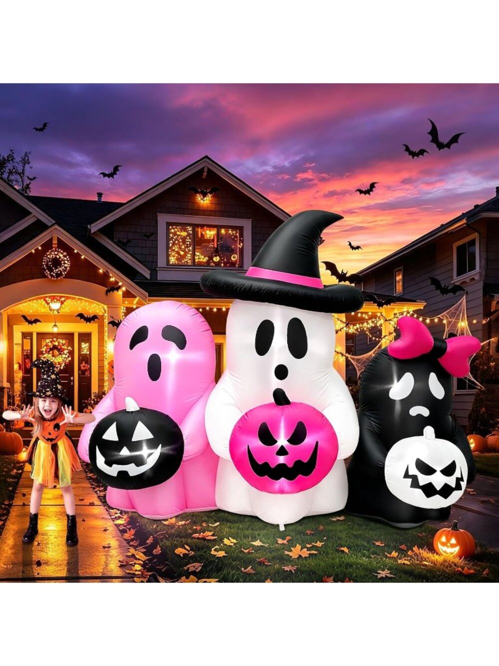 Halloween Inflatable Pumpkin Ghost Inflatable for Halloween Pink Ghost Blow Up
